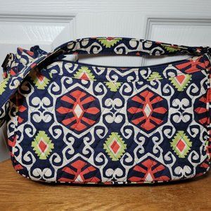 Vera Bradley Sun Valley Small Shoulder Handbag/Purse - White/Blue/Orange